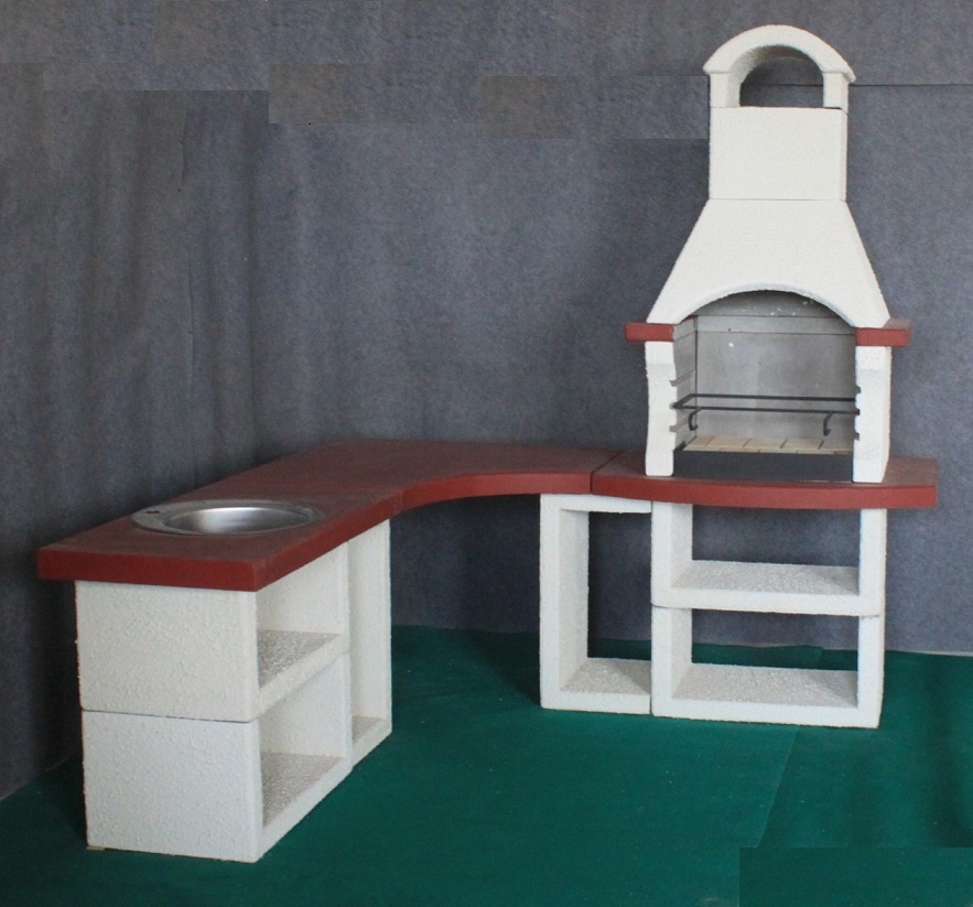 Барбекю Афина с угловым столиком и столиком с мойкой